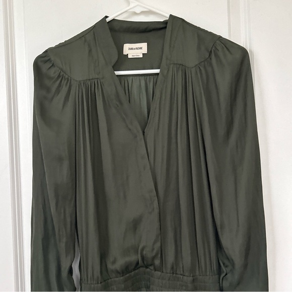 $548 ZADIG & VOLTAIRE size XS Captain Satin Jumpsuit Dark Green - Picture 5 of 8